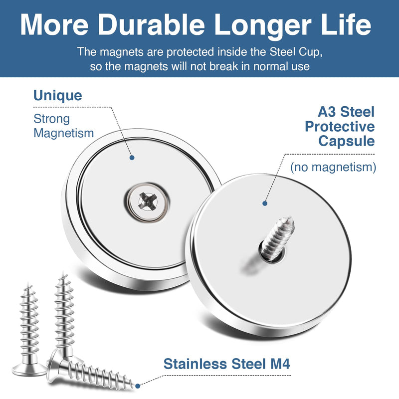  [AUSTRALIA] - MIKEDE Strong Magnets with Hole, 100lb + Heavy Duty Neodymium Cup Magnets with Stainless Screw for Wall Mounting, Rare Earth Magnets Round Base Cup Magnets, 1.26"D x 0.2"H, Pack of 6 A1：1.26x0.2 inch-6Pack