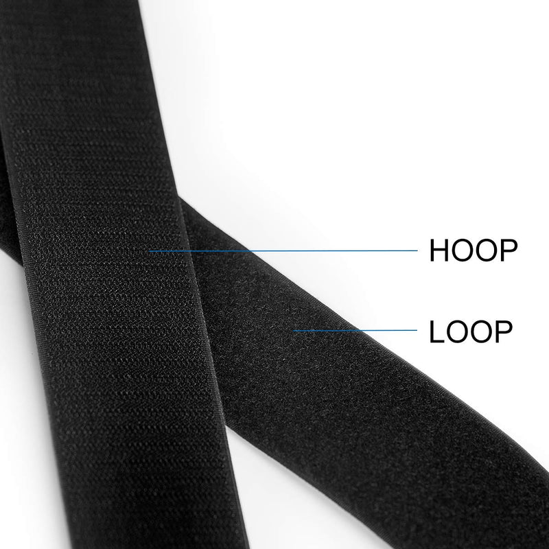  [AUSTRALIA] - 1 Inch Black Sew on Hook and Loop,Non-Adhesive Sticky Back Nylon Fabric Fastener Interlocking Tape for Sewin,20 Ft/roll 1''*20ft
