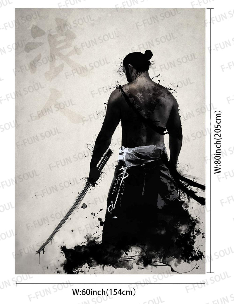  [AUSTRALIA] - Japanese Samurai Tapestery, Large 60x80inches Soft Cotton, Asian Pattern Nihontou Gray Retro Backgrounds Wall Hanging Tapestries for Living Room Bedroom Decor Party Banner GTZYFS186 60x80cotton