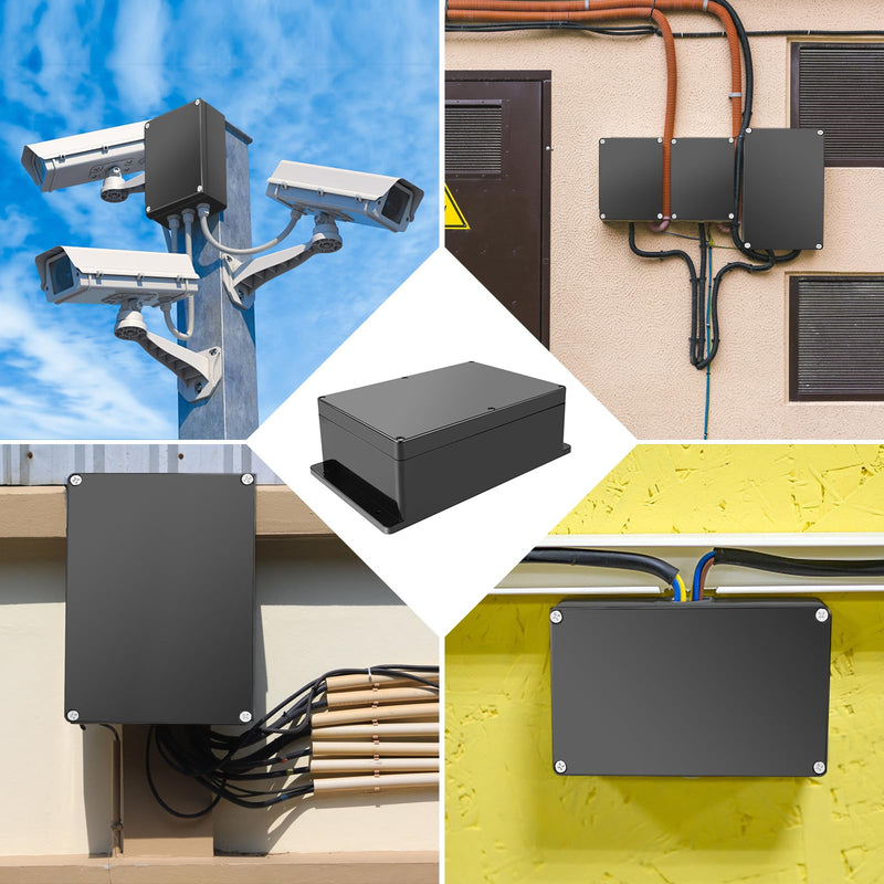  [AUSTRALIA] - Therlan junction box black waterproof IP65, 7 size selection, junction box junction box housing electronics plastic large junction box surface-mounted distribution box black outdoor waterproof 263 x 182 x 95 mm 26.3 x 18.2 x 9.5 cm