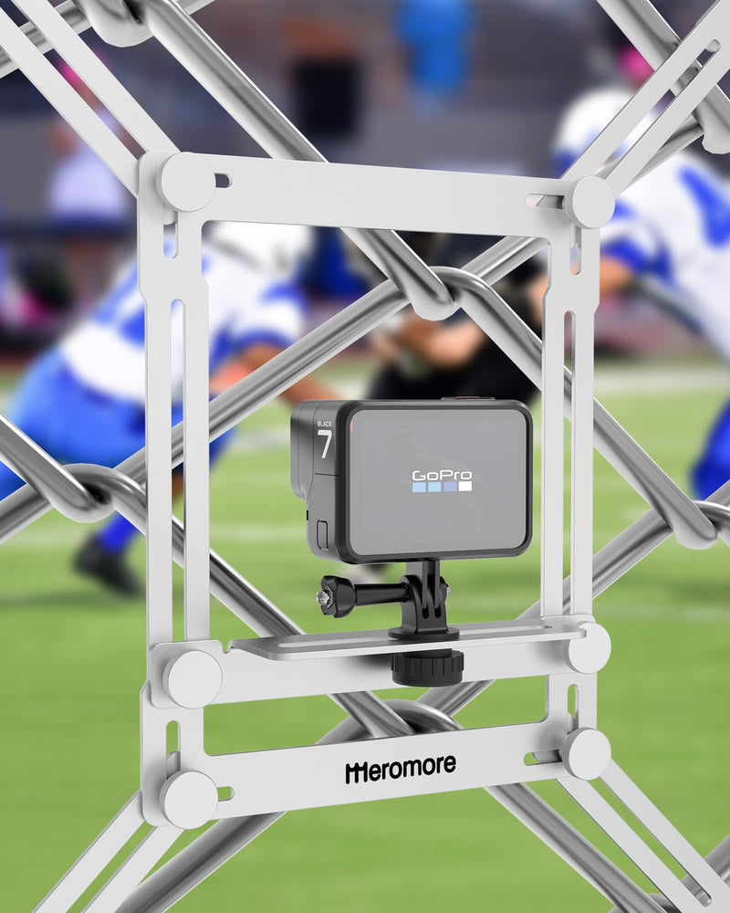  [AUSTRALIA] - Meromore Fence Mount - Action Camera Aluminum Fence Mount Compatible with GoPro, iPhone, Phones, Digital Camera, Ideal Backstop Camera Fence Clip for Recording Baseball, Softball, Football Games