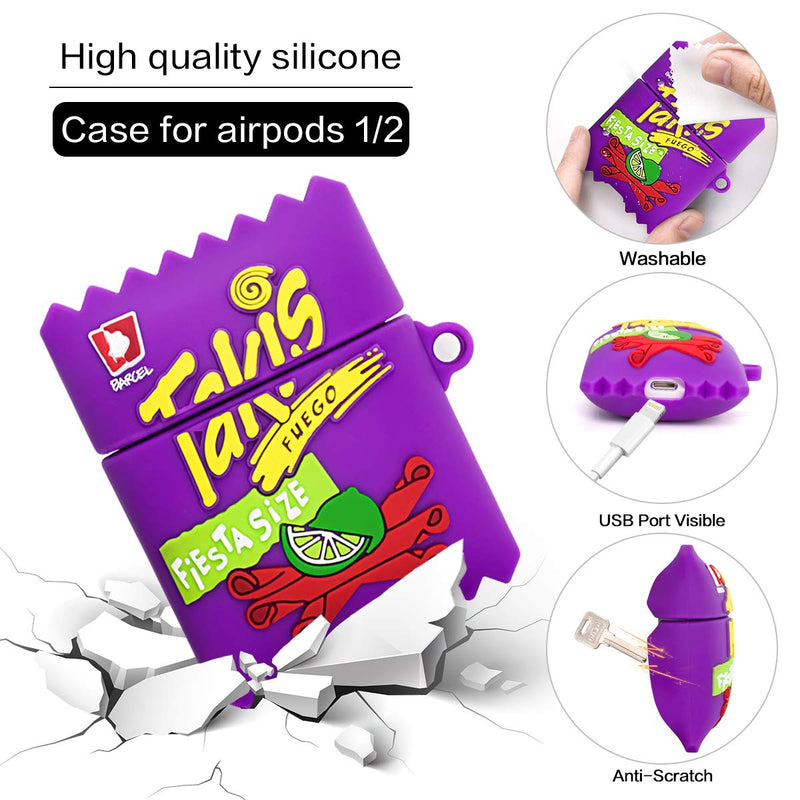  [AUSTRALIA] - [2Pack] for Airpod 2/1 Sport Water & Ta kisis Potato Chips Airpods Case, 3D Fun Cute Fashion Food Protective Skin Accessories Airpods Silicone Case for Girl Boys(Purple Potato Chips + Sport Water)