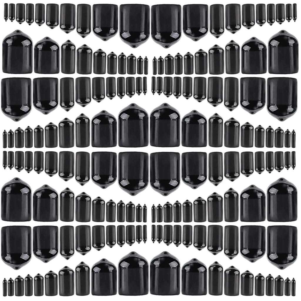  [AUSTRALIA] - 166 Pieces Rubber End Caps for Screws Bolts Rubber Screw Covers Bolt Caps Vinyl Caps Rubber Caps in 10 Sizes from 2/25 to 4/5 Inch (Black)