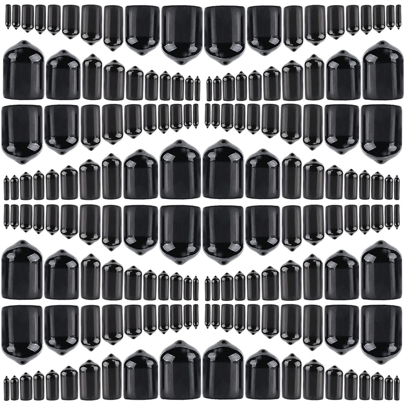  [AUSTRALIA] - 166 Pieces Rubber End Caps for Screws Bolts Rubber Screw Covers Bolt Caps Vinyl Caps Rubber Caps in 10 Sizes from 2/25 to 4/5 Inch (Black)