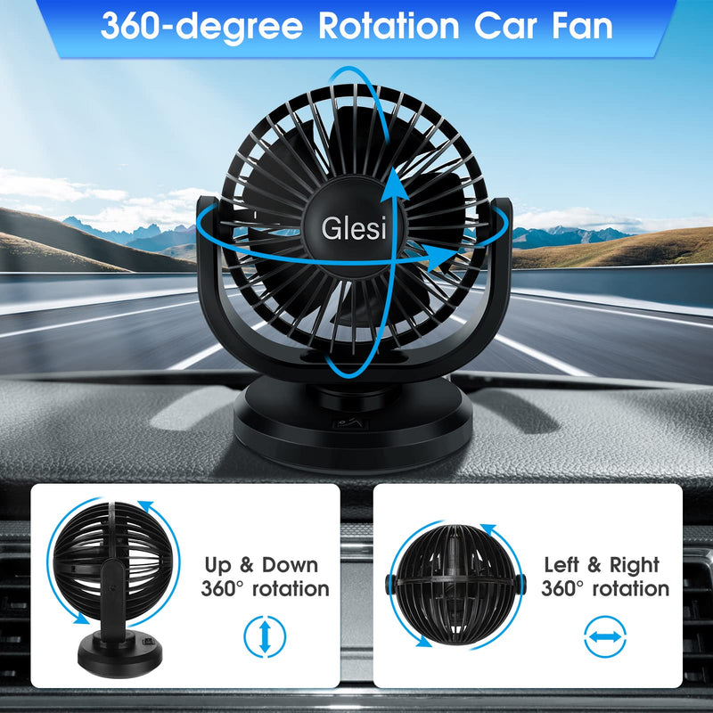  [AUSTRALIA] - Allnice Car Fan 12V Electric Car Fan 4" Quiet Vehicle Cooling Fan 360° Rotatable Cooling Air Fan, Automobile Fan with 1.5m Cord and Cigarette Lighter Plug for Van SUV RV Boat Auto Vehicles Golf Cart