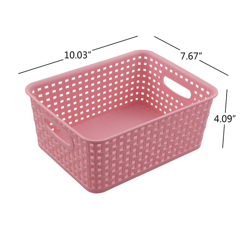  [AUSTRALIA] - Ortodayes 6 Pack Plastic Woven Storage Basket, Colored Organization Bin Grey White Pink