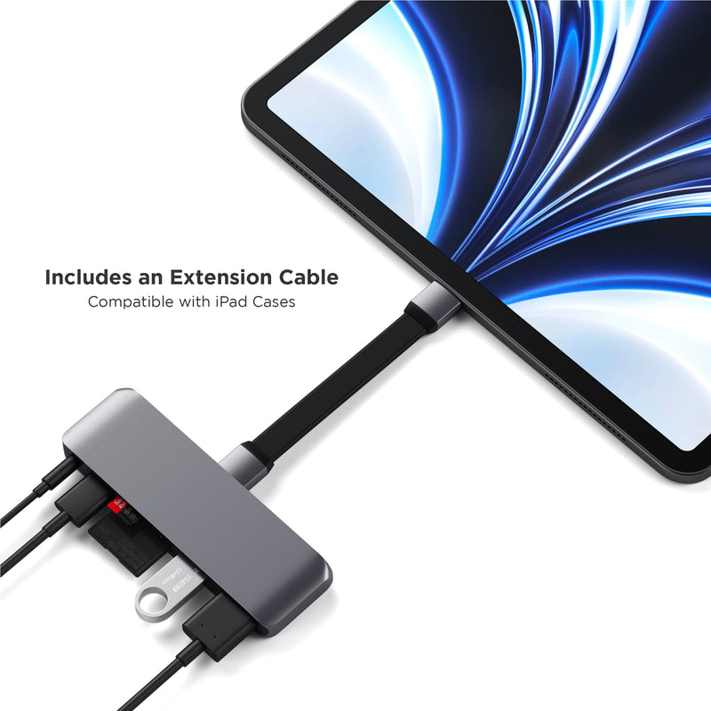  [AUSTRALIA] - Satechi Aluminum USB-C Mobile Pro SD Adapter with USB-C PD Charging, 4K HDMI, USB 3.0, Micro/SD Card Readers & 3.5mm Headphone Jack - Compatible with 2022 iPad Air M1, 2021 iPad Pro M1