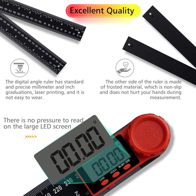  [AUSTRALIA] - in 1 Digital Protractor Aweohtle 360° Multi Angle Ruler with LCD Display and HOLD and Lock Function for Woodworking, Home Work, Craftsmen - 300 mm/11 Inch