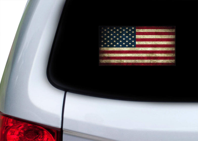  [AUSTRALIA] - USA Flag Sticker Rustic Bumper Sticker Car Decal Gift Patriotic American Worn United States (3x5)