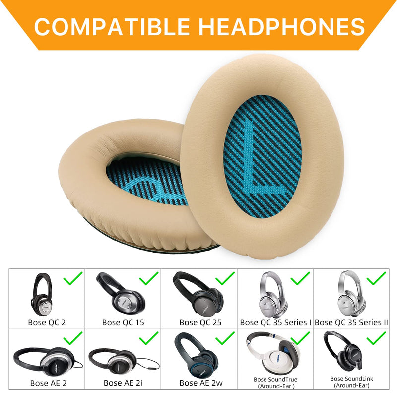  [AUSTRALIA] - YOCOWOCO Headphones Replacement Earpads Ear Cushions for Bose QuietComfort 25—Soft Ear Pads Compatible with QC15 QC25 QC2 QC35/ Ae2 Ae2i Ae2w SoundTrue and SoundLink(Around-Ear) Khaki