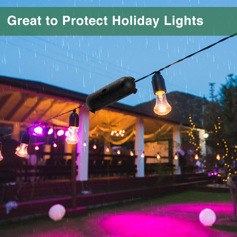  [AUSTRALIA] - Flemoon [3 Pack] Outdoor Extension Cord Safety Cover with Waterproof Seal, Weatherproof Electrical Connection Box to Protect Outdoor Outlet, Plug, Socket, Christmas Holiday Decoration Light, Black 3