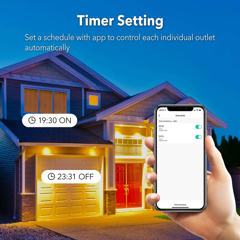  [AUSTRALIA] - Outdoor Smart WiFi Plug, HBN Heavy Duty Wi-Fi Timer with Two Grounded Outlet, Wireless Remote Control by App Compatible with Alexa and Google Home Assistant 2.4 GHz Network only, ETL Listed (1 Pack) 2 Outlets-1PC