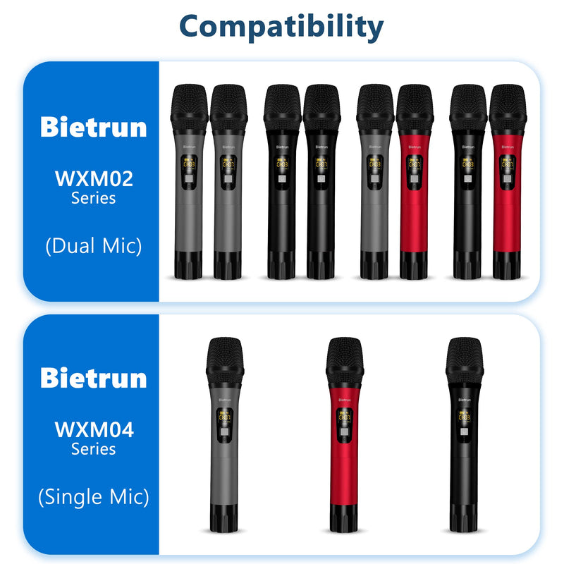  [AUSTRALIA] - UHF Receiver for Bietrun Wireless Microphone WXM02 / WXM04, with 720mAh Rechargeable Battery, 160 ft Working Range, 1/4" Output for for Karaoke Machine/PA Speakers System/Mixer