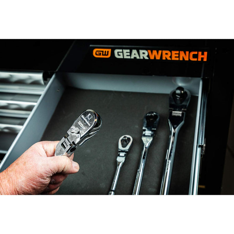  [AUSTRALIA] - GEARWRENCH 3/8" Drive 120XP Flex Head Teardrop Ratchet 11-1/2" - 81215P Full Polish Flex, 11-/12"