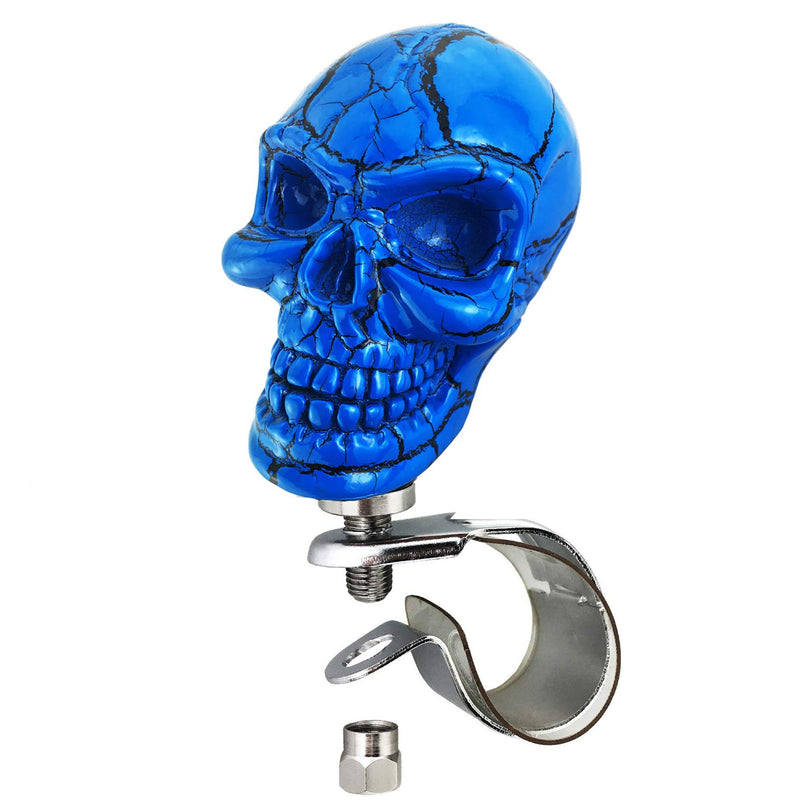  [AUSTRALIA] - Arenbel Car Driving Spinner Skull Head Suicide Grip Knob with Small Teeth for Most Manual Automatic Vehicles Trucks Boats Tractors, Blue