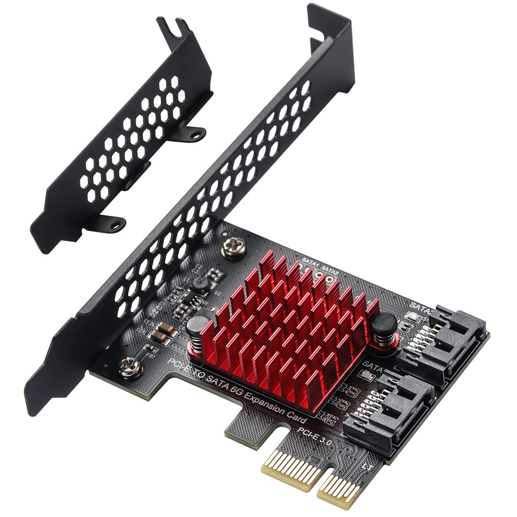  [AUSTRALIA] - MZHOU 2 SATA Expansion Card, PCI-E 3.0 GEN3 JMICRON + JMB582 Chip, 6 Gbit / s Expansion Adapter Cards with Low-Profile Bracket 2port SATA 1X