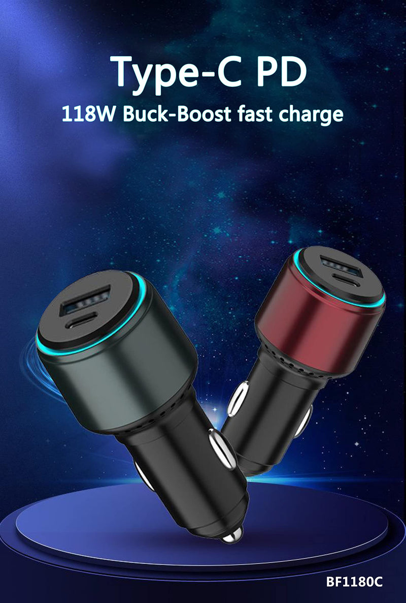  [AUSTRALIA] - 118W Dual USB C Car Charger, Fast Charger Adapter Compatible with Laptop, iPad Fast Charging ，Adapter for iPhone 14 13 12 Pro, Samsung S22 S21 iPad MacBook Pro Air