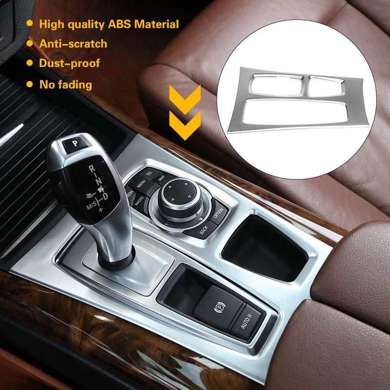  [AUSTRALIA] - Acouto Car Inner Center Console Gear Box Panel Cover Trim for X5 X6 E70 E71 08-14, Silver