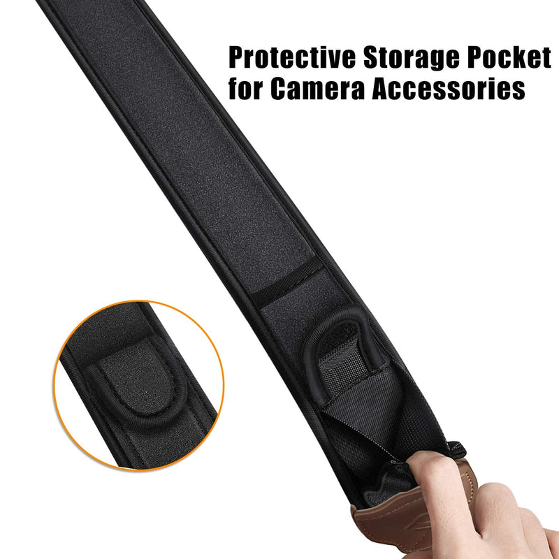  [AUSTRALIA] - Fintie Camera Strap for All DSLR Camera, Universal Neck Shoulder Belt with Accessory Pockets for Canon, Nikon, Sony, Pentax, Black