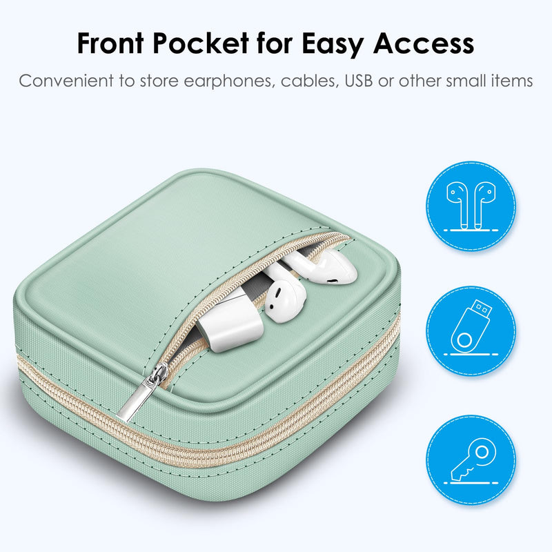  [AUSTRALIA] - FINPAC Charger Case for Macbook, Small Electronic Organizer Bag for MacBook Power Adapter, Portable Pouch Travel Storage for Laptop Accessories, Magic Mouse, USB Drives, GoPro, Gadgets - Light Green