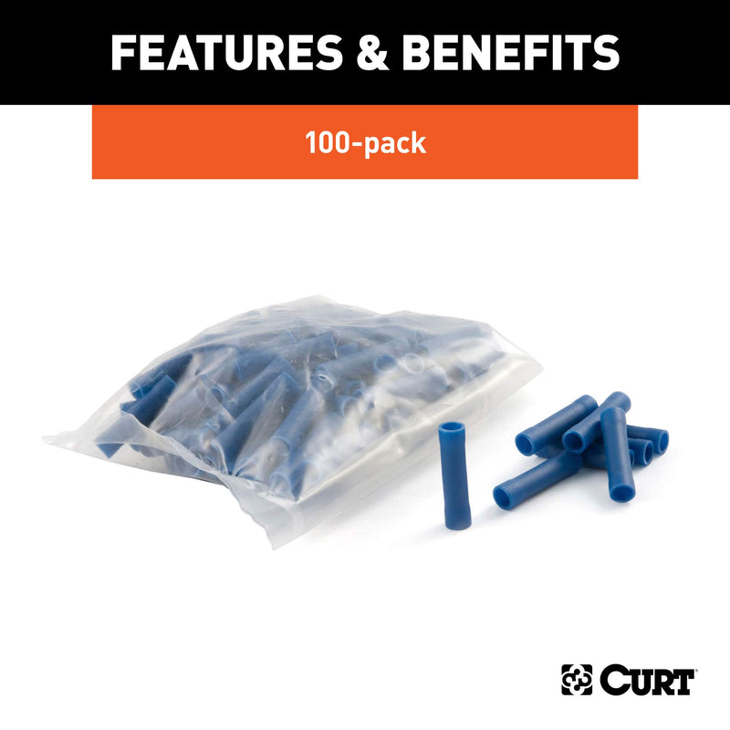  [AUSTRALIA] - CURT 59422 16-14 Gauge Blue Vinyl-Insulated Wire Butt Connectors, 100-Pack