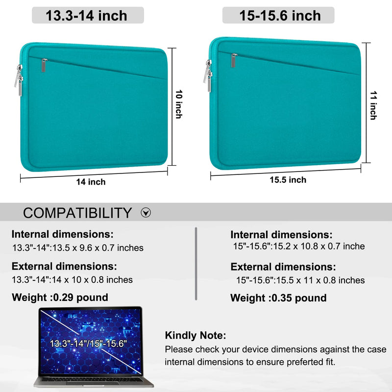  [AUSTRALIA] - Laptop Sleeve Bag 15.6 inch, Durable Computer Carrying Bag Protective Case Briefcase Handbag with Front Pocket, Slim Laptop Case Cover for 15.6 Inch HP, Dell, Lenovo, Asus, Notebook, Light Blue