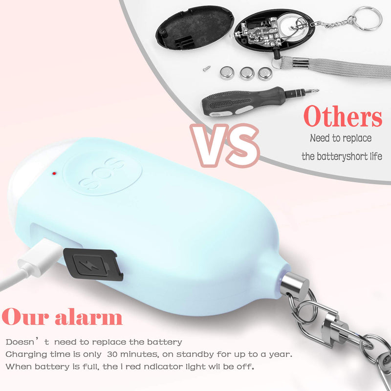  [AUSTRALIA] - Safesound Personal Alarm Siren Song 3 Pack - 130dB Self Defense Alarm Keychain Emergency LED Flashlight with USB Rechargerable - Security Personal Protection Devices for Women Girls Kids Elderly