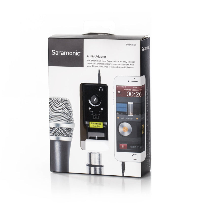  [AUSTRALIA] - Saramonic SmartrigII XLR Microphone & 6.3mm Guitar Adapter with Phantom Power Preamp Amplifier Compatible with iPhone 12 11 x 8 iPad iPod, Android Smartphone and Guitar SmartRig II