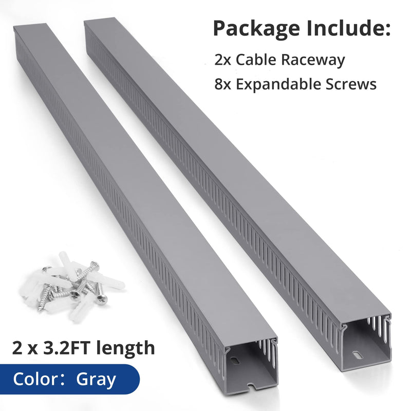  [AUSTRALIA] - ZhiYo Professional Server Rack Cable Management Raceway 6.4ft(2 x L3.2ft) & TV Cord Cover, 36 inch Bundle