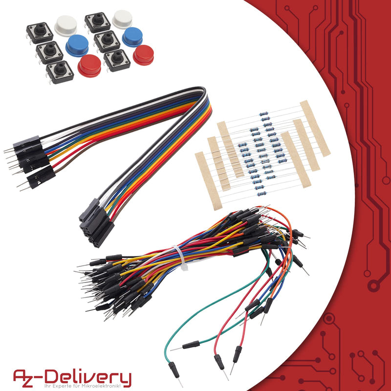  [AUSTRALIA] - AZDelivery starter kit with resistors, power supply module and DC motor multi-part sensor kit with LEDs electronics accessories compatible with Arduino, including e-book!