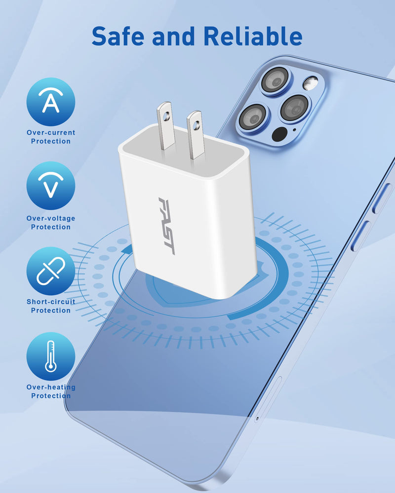  [AUSTRALIA] - iPhone 14 13 12 Super Fast Charger [Apple MFi Certified], LUOSIKE 2-Pack 20W PD Fast USB C Wall Charger Block with 10FT Long USB C to Lightning Cable for iPhone 14 13 12 Pro Max Mini 11 XS XR X, iPad