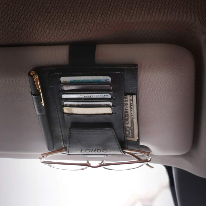  [AUSTRALIA] - Londo Leather Car Visor Organizer (Black) Black