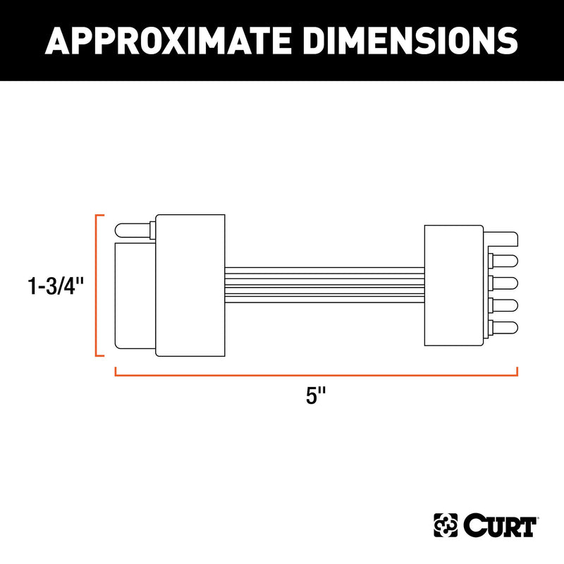  [AUSTRALIA] - CURT 57187 4-Way Flat Vehicle-Side to 5-Way Trailer Wiring Adapter