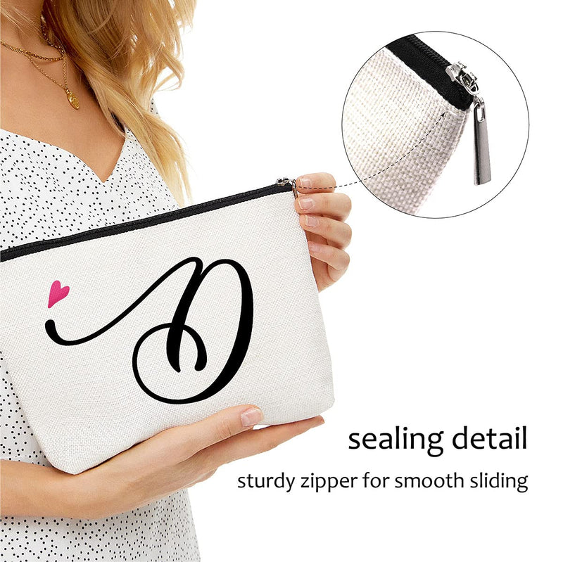D Initial Monogram Personalized Travel Makeup Bag,Cosmetic Bag Pencil Pouch Gifts with Zipper Waterproof(Makeup bag-Letter D) - LeoForward Australia