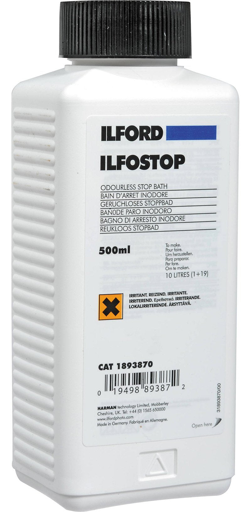  [AUSTRALIA] - Ilford Ilfostop Stop Film Bath 0.5 Litre