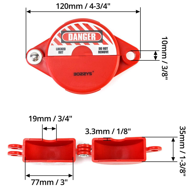  [AUSTRALIA] - QWORK Valve Lockout, Safety Padlock Gate Valve Lock Device for Professional and Industrial Use, Red, 2 Pieces