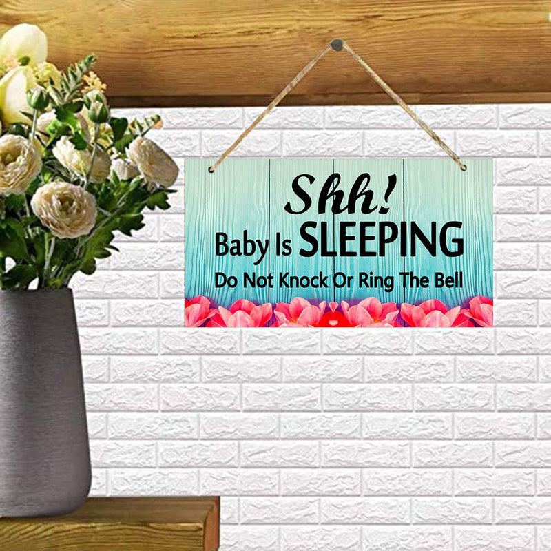  [AUSTRALIA] - Baby is Sleeping Door Sign,Do Not Disturb Hanging Plaque Sign Funny Wooden Shhh Baby Sleeping Sign for Front Door Bedroom Door 5.9x11.8inch Baby is Sleeping