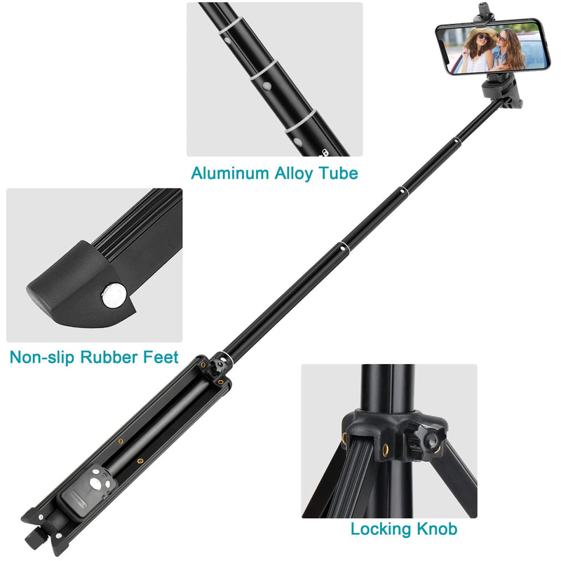  [AUSTRALIA] - iPhone Selfie Stick Tripod, Eocean 54 Inch Extendable Selfie Stick with Phone and Wireless Remote, Compatible with iPhone 12 11 Pro Max X 8 7 6 Android, Perfect for Live Stream Vlog, Lightweight