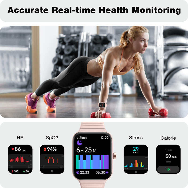  [AUSTRALIA] - Smart Watch for Women Bluetooth Call Fitness Tracker with Alexa Built-in Waterproof 100+ Sport Modes Heart Rate Sleep Monitor Blood Oxygen Tracking Step Calories Counter Pink