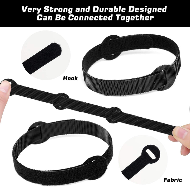  [AUSTRALIA] - 100PCS Reusable Cable Ties - Multi-Purpose Cable management Hook & Loop Cable Straps Wire Ties, Adjustable Fastening Cord Organizer, Cable Organizer for Home, Office and Data Centers,4 Sizes & Black. 4+6+8+10Inch,100PCS