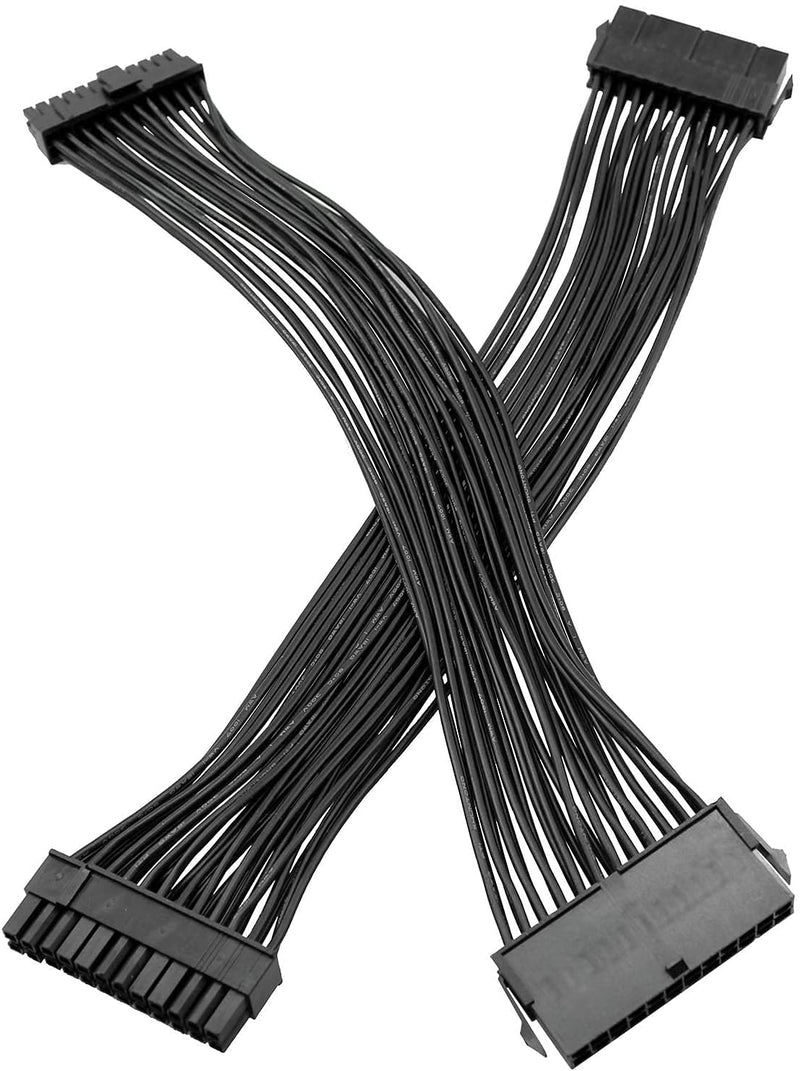  [AUSTRALIA] - Longdex ATX Extension Cable 2PCS 12.6 inches / 32 cm ATX Motherboard 24 Pin Male to 24 Pin Female Power Supply Extension Cable for Internal PC PSU Power