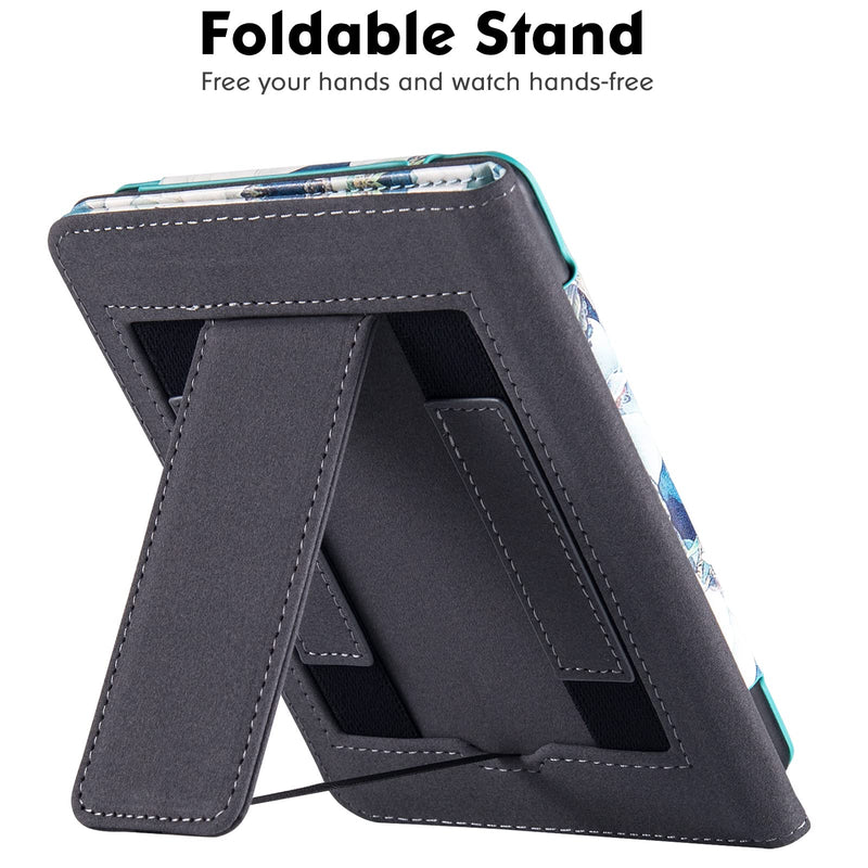  [AUSTRALIA] - BOZHUORUI Stand Case for 6.8" Kindle Paperwhite (11th Generation - 2021) and Kindle Paperwhite Signature Edition - PU Leather Sleeve Cover with Two Hand Straps and Auto Sleep/Wake Magnolia