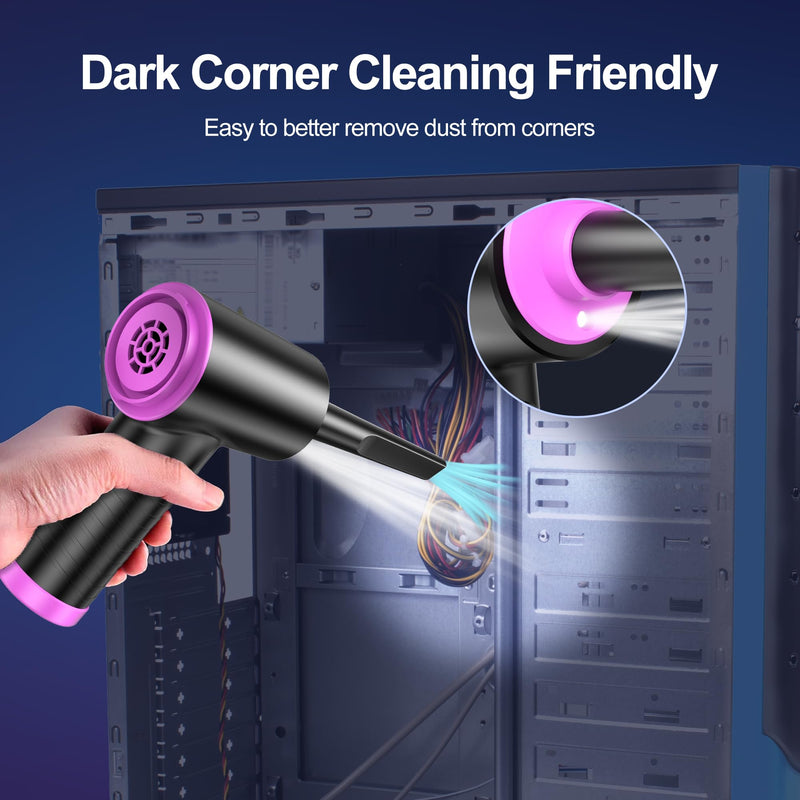  [AUSTRALIA] - Compressed Air Duster, Keyboard Cleaner, Good Replace Compressed Air Can - 3 Speed Electric Air Duster Cleaner with LED-Light, Cordless Car Duster - PC Duster for Computer, Keyboard, Replace Air Can