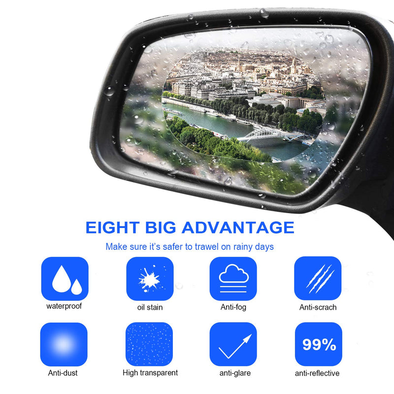  [AUSTRALIA] - 12 Pieces Car Rearview Mirror Film Rainproof Waterproof Mirror Film Anti Fog Nano Coating Car Film for Car Mirrors and Side Windows