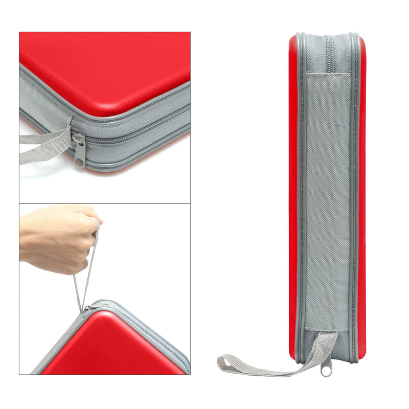  [AUSTRALIA] - Siveit CD Case Holder, 80 Capacity CD/DVD Case Holders Wallet Hard Plastic CD DVD Disc Cases Storage Binder for Car Home Office Travel (Red) Red
