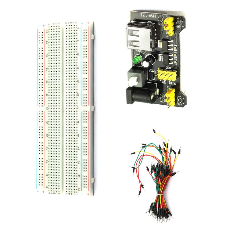  [AUSTRALIA] - DGZZI 1Set Electronics Fun Kit(1PCS Power Supply Module + 1PCS Solderless 830 tie-Points Breadboard + 65pcs Jumper Wire) for Arduino