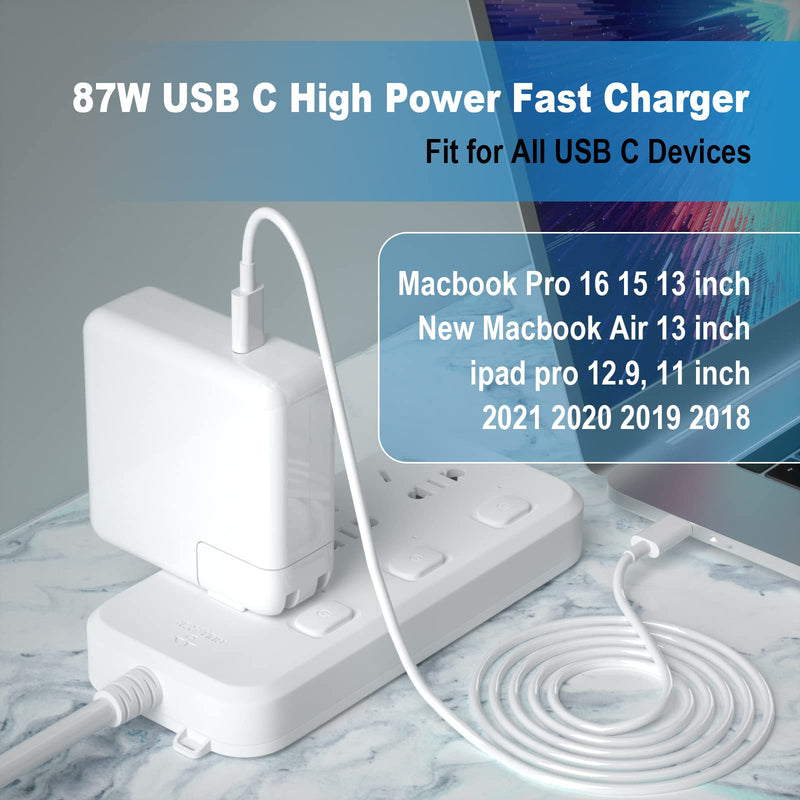  [AUSTRALIA] - Replacement Mac Book Pro Charger - YUHANG 87W USB C Charger Adapter Compatible for Mac Book Pro 16 15 13 Inch, New Air 13-in, iPad Pro 2021 2020 2019 2018, Fit for All USB C Devices Include Cable