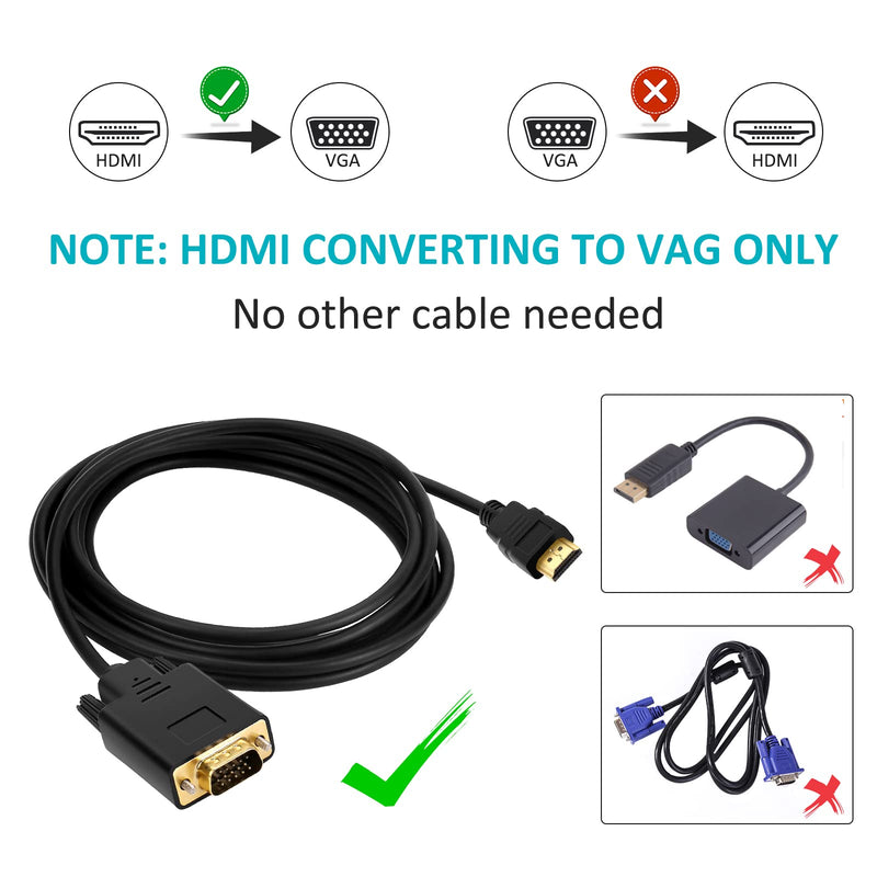  [AUSTRALIA] - HDMI to VGA Cable 10ft/3m, VAlinks Built-in Chip 1080P HDMI to VGA Adapter (Male to Male) Video Converter Support Convert Signal from HDMI Input Laptop PC HDTV to VGA Output Monitors Projector hdmi to vga 3m/10ft