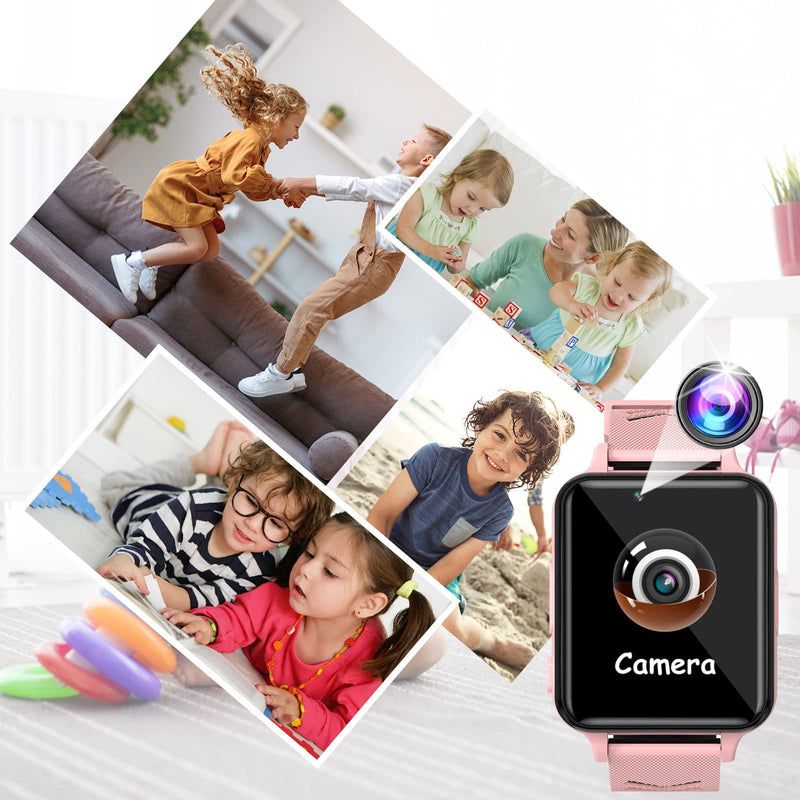  [AUSTRALIA] - Kids Smart Watch for Girls Boys - Smart Watch for Kids Watches for 4-12 Years with 17 Puzzle Games Alarm Clock Music Player Camera Calculator Torch Children Learning Toys Teens Birthday Gifts (Pink) 1 Pink