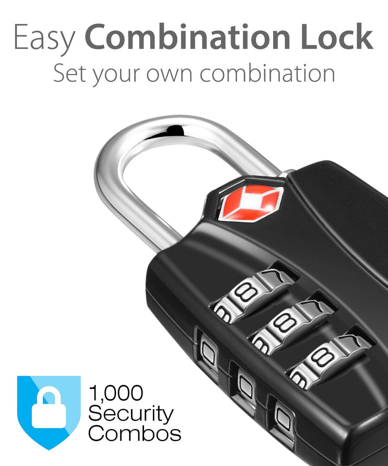 [AUSTRALIA] - TSA Approved Luggage Locks, Fosmon (3 Pack) Open Alert Indicator 3 Digit Combination Padlock Codes with Alloy Body for Travel Bag, Suit Case, Lockers, Gym, Bike Locks or Other